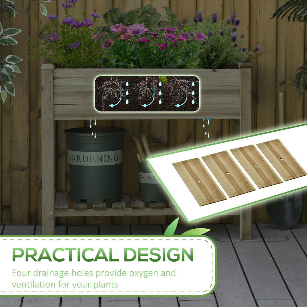36" x 20" x 30" Raised Garden Bed, Elevated Wood Planter Box with Legs and Storage Shelf for Backyard, Patio, Balcony to Grow Vegetables, Herbs, and Flowers image 5