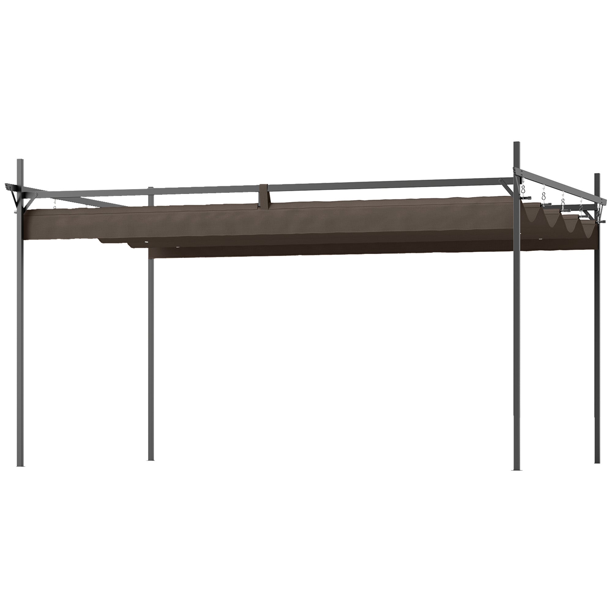10 x 13 Metal Retractable Pergola Canopy, Outdoor Pergola for Garden, Patio, Backyard, Deck, Brown