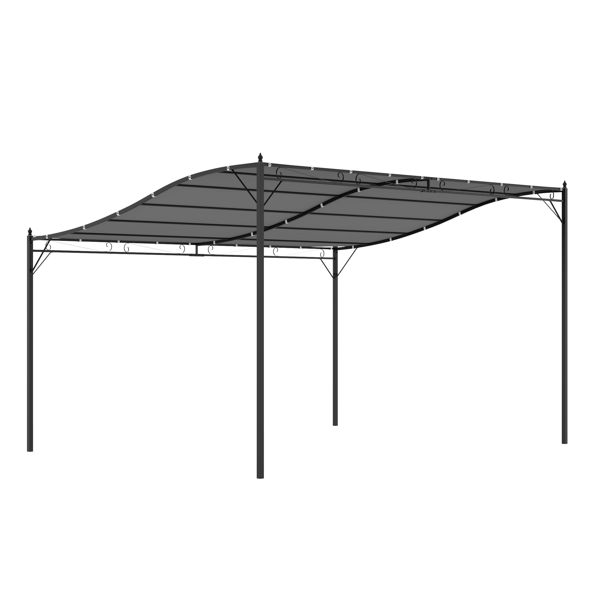 10 x 13 Outdoor Pergola Gazebo, Steel Patio Canopy with Weather-Resistant Fabric and Drainage Holes, Gray