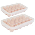 2Pcs Egg Holder Stackable Plastic Egg Storage Box Egg Rack For Refrigerator With 18 Cavity Per Container Dishwasher Safe