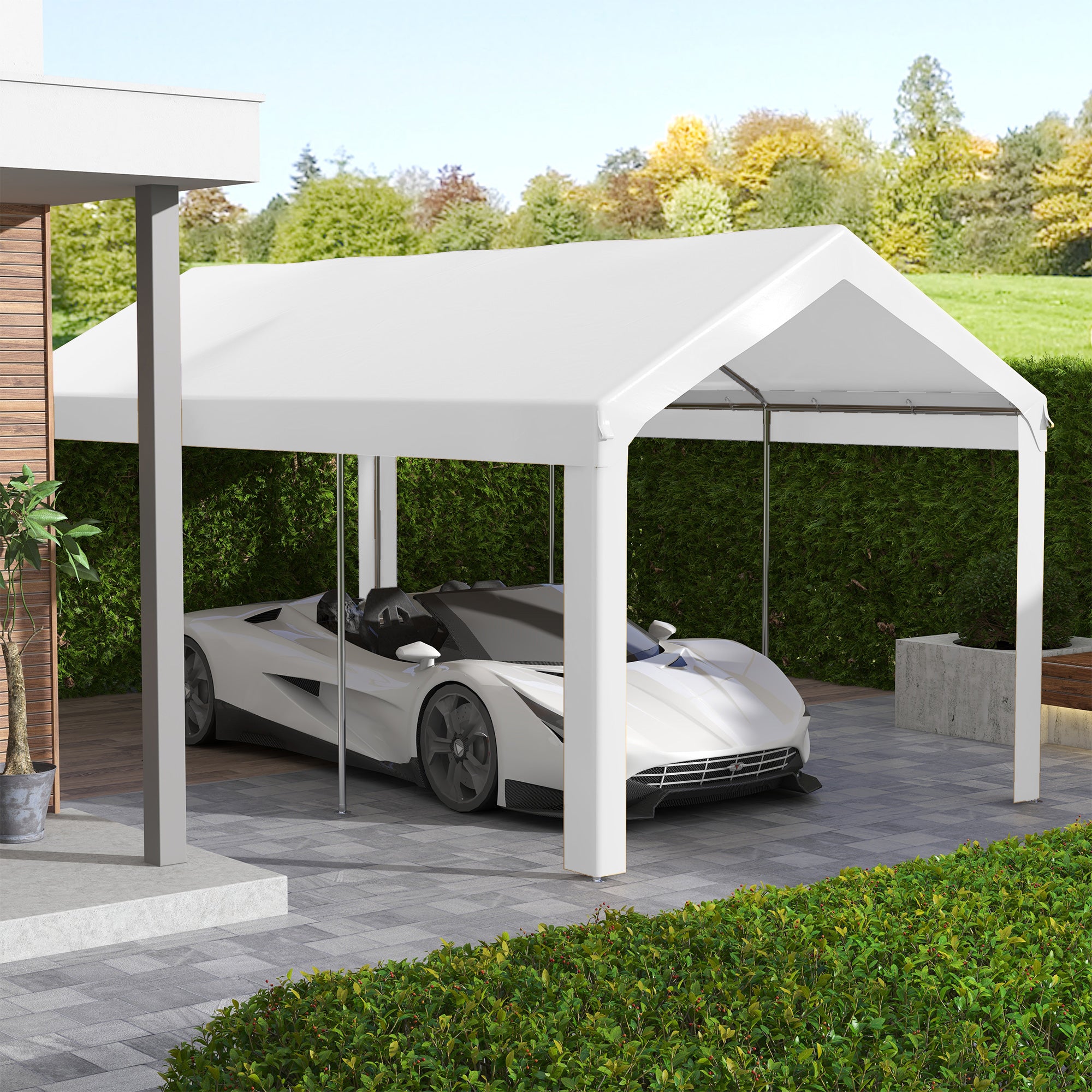 10 x 20ft Carport Roof, UV Resistant Canopy Replacement, Fits 84C-378V00 and 84C-206 Series, White image 2
