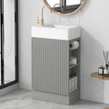 18.6 Bathroom Vanity With Sink, Bathroom Vanity Cabinet With Two-tier Shelf, Left Or Right Orientation, Grey