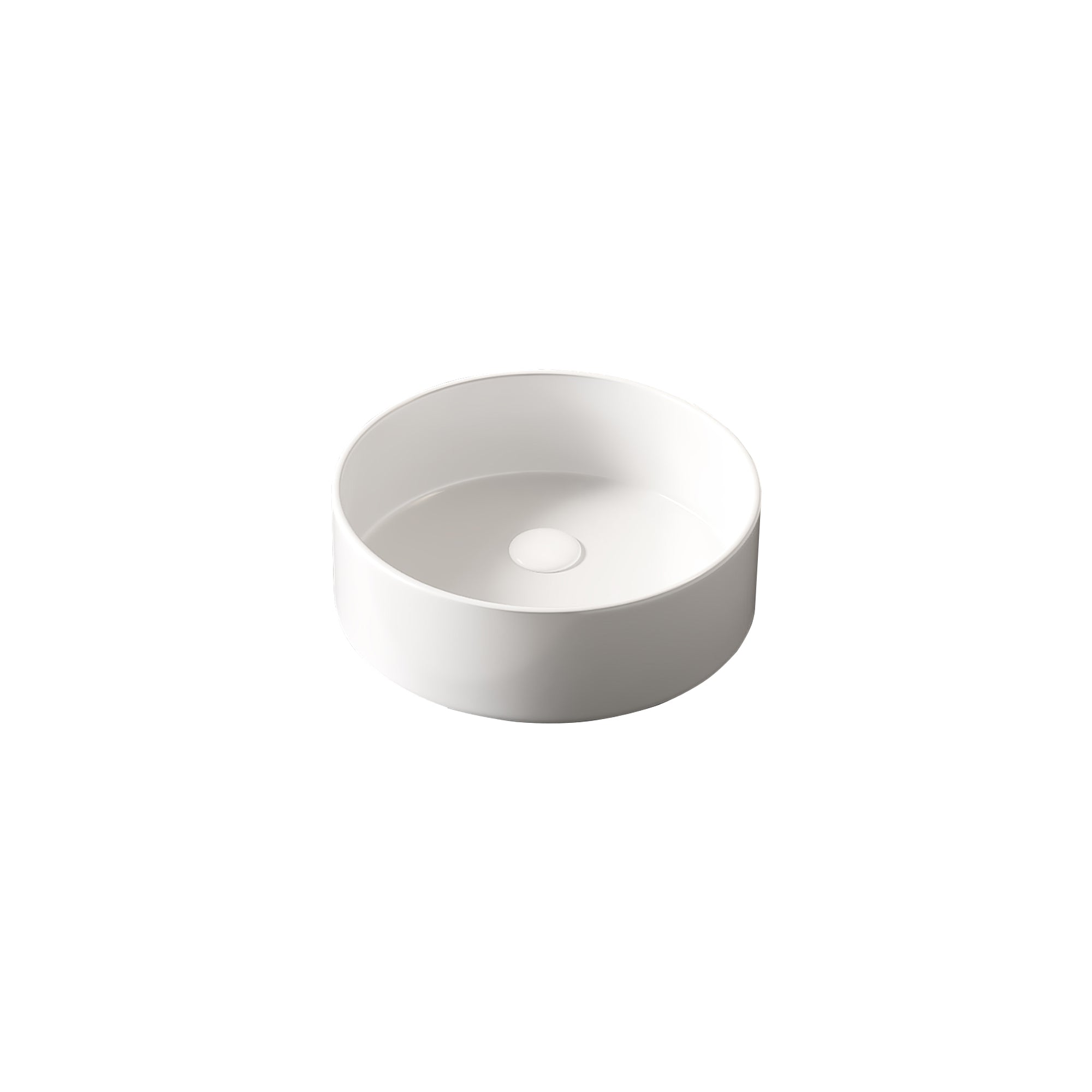 14 Bathroom Sink, Round Vessel Ceramic Basin Without Faucet, NO Cabinet, White