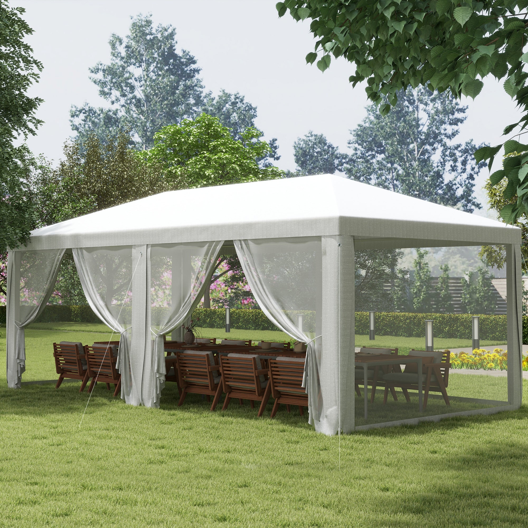 10 x 20 Party Tent, Outdoor Wedding Canopy & Gazebo with Removable Sidewalls, Shade Shelter for Events, BBQs, White