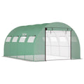 13 x 10 x 6.5 Walk-in Tunnel Greenhouse with 2 Zippered Mesh Doors & 10 Mesh Windows, Upgraded Gardening Plant Hot House with Galvanized Steel Hoops, Green