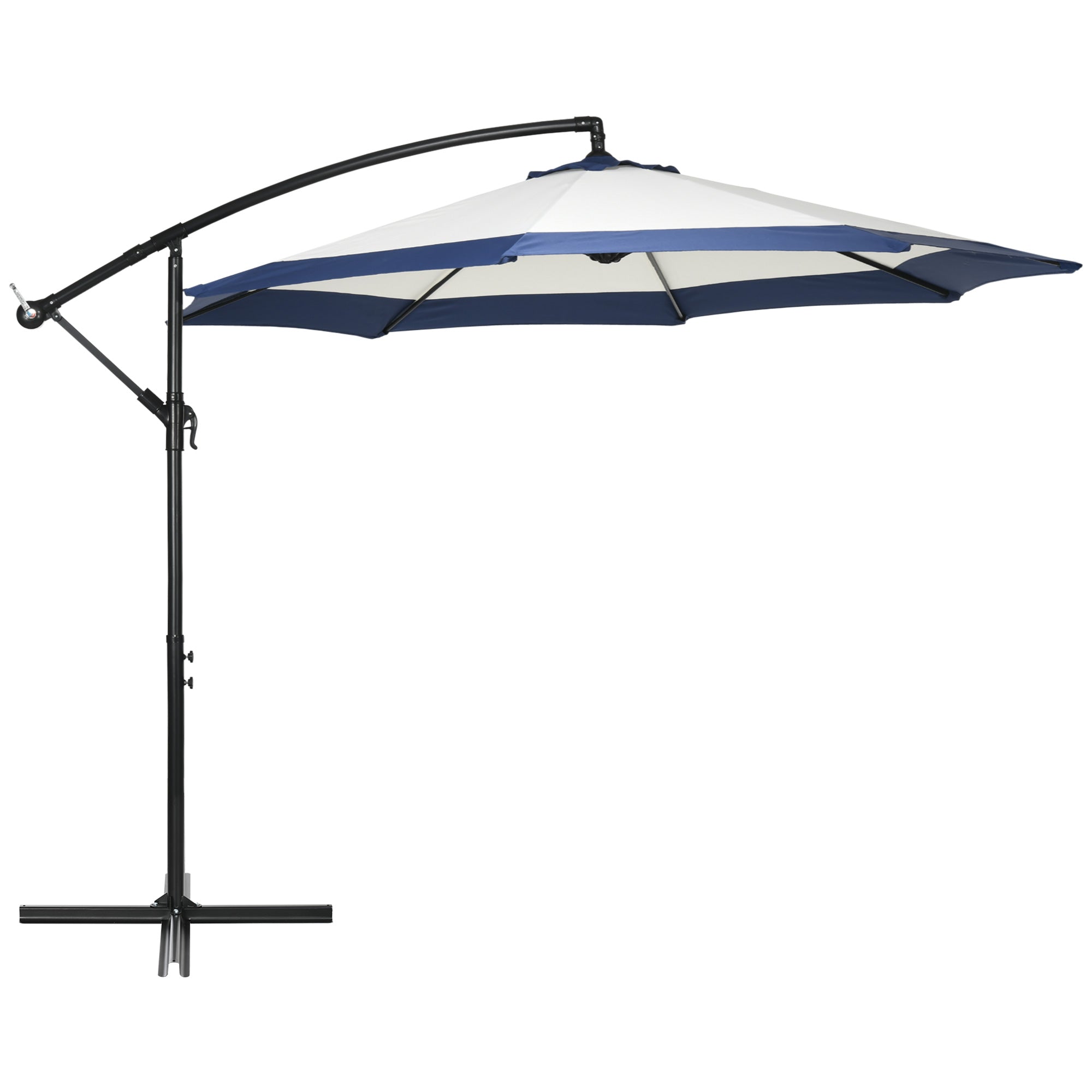 10FT Cantilever Umbrella, Offset Patio Umbrella with Crank and Cross Base for Deck, Backyard, Pool and Garden, Hanging Umbrellas, Navy Blue