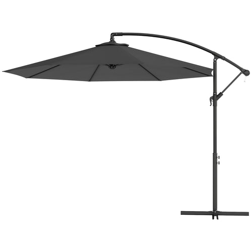 10 Cantilever Tilt Offset Patio Umbrella w/ UV & Water Safe Material & Cross Base (Weight Not Included), Gray