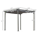 10' X 10' Outdoor Retractable Pergola Canopy, Metal Patio Shade Shelter For Backyard, Porch Party, Garden, Grill Gazebo, Gray