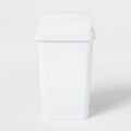 13 Gallon Swing Top Waste Basket, White Textured Plastic Kitchen Trash Can, Indoor Use