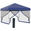 10 x 10 Pop Up Canopy Tent, Tents for Parties with Wheeled Carry Bag, Screen House Room, Height Adjustable Portable Gazebo, for Outdoor, Garden, Patio, Blue