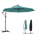 10 ft Offset Patio Umbrella with Cover, Hanging Cantilever Umbrella with 360° Rotation, Crank Handle, Tilt, Sky Blue