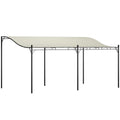 10 x 16 Wall-Mounted Outdoor Pergola Canopy, Metal Patio Canopy with Drainage Holes for Backyard Garden, Cream White