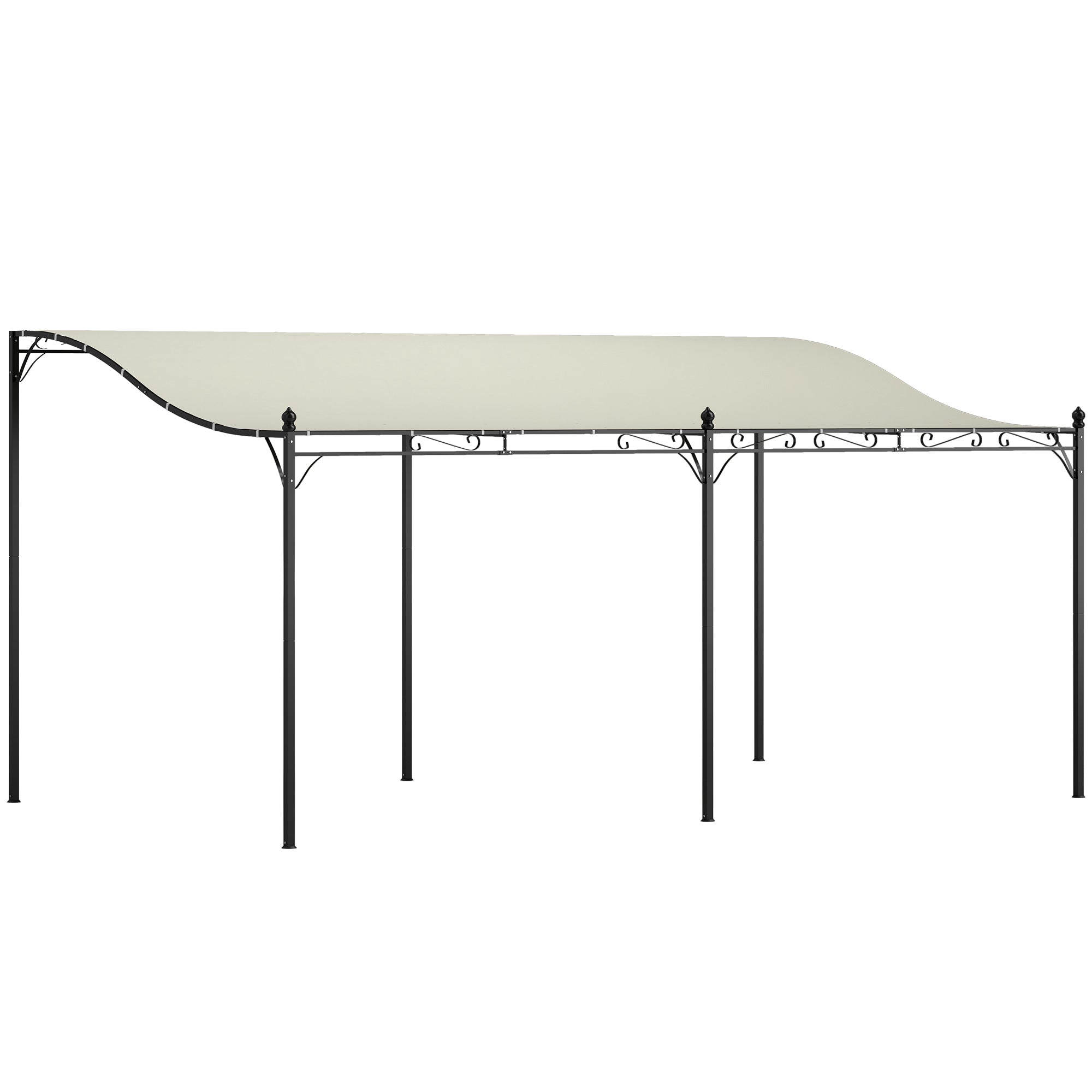 10 x 16 Wall-Mounted Outdoor Pergola Canopy, Metal Patio Canopy with Drainage Holes for Backyard Garden, Cream White