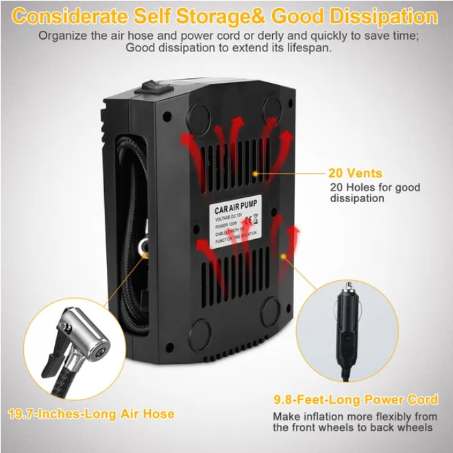 Digital Tire Pum With LCD Display Screen