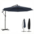 10 ft Offset Patio Umbrella with Cover, Hanging Cantilever Umbrella with 360° Rotation, Crank Handle, Tilt, Navy Blue