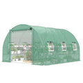 10x11x6 Walk-in Tunnel Greenhouse with Shelves, Mesh Door and Windows, Hoop House Greenhouse with PE Cover, Green