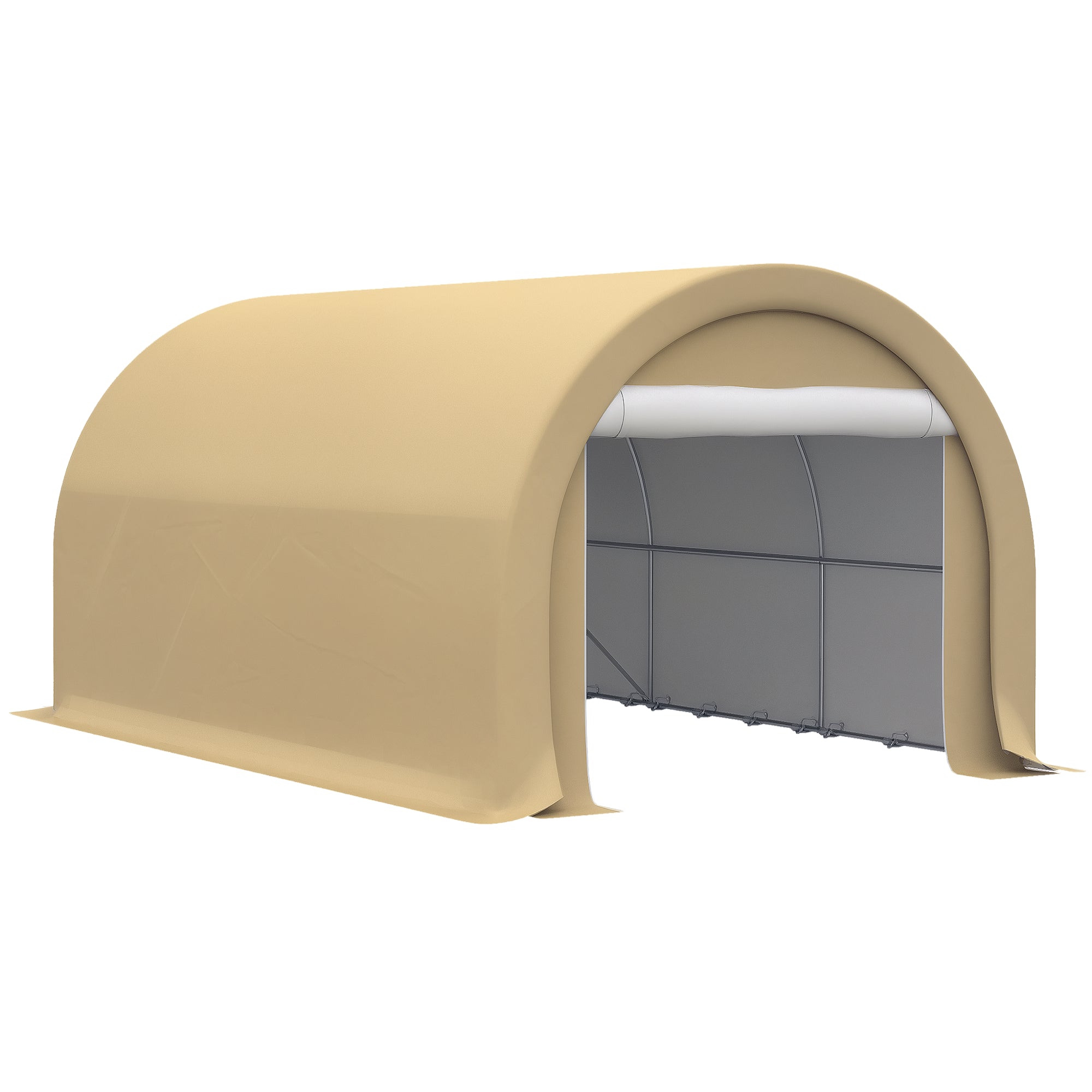 10 x 16 Carport, Heavy Duty Portable Garage Storage Tent with Large Zippered Door, Anti-UV PE Canopy Cover for Car, Truck, Boat, Motorcycle, Bike, Garden Tools, Outdoor Work, Beige
