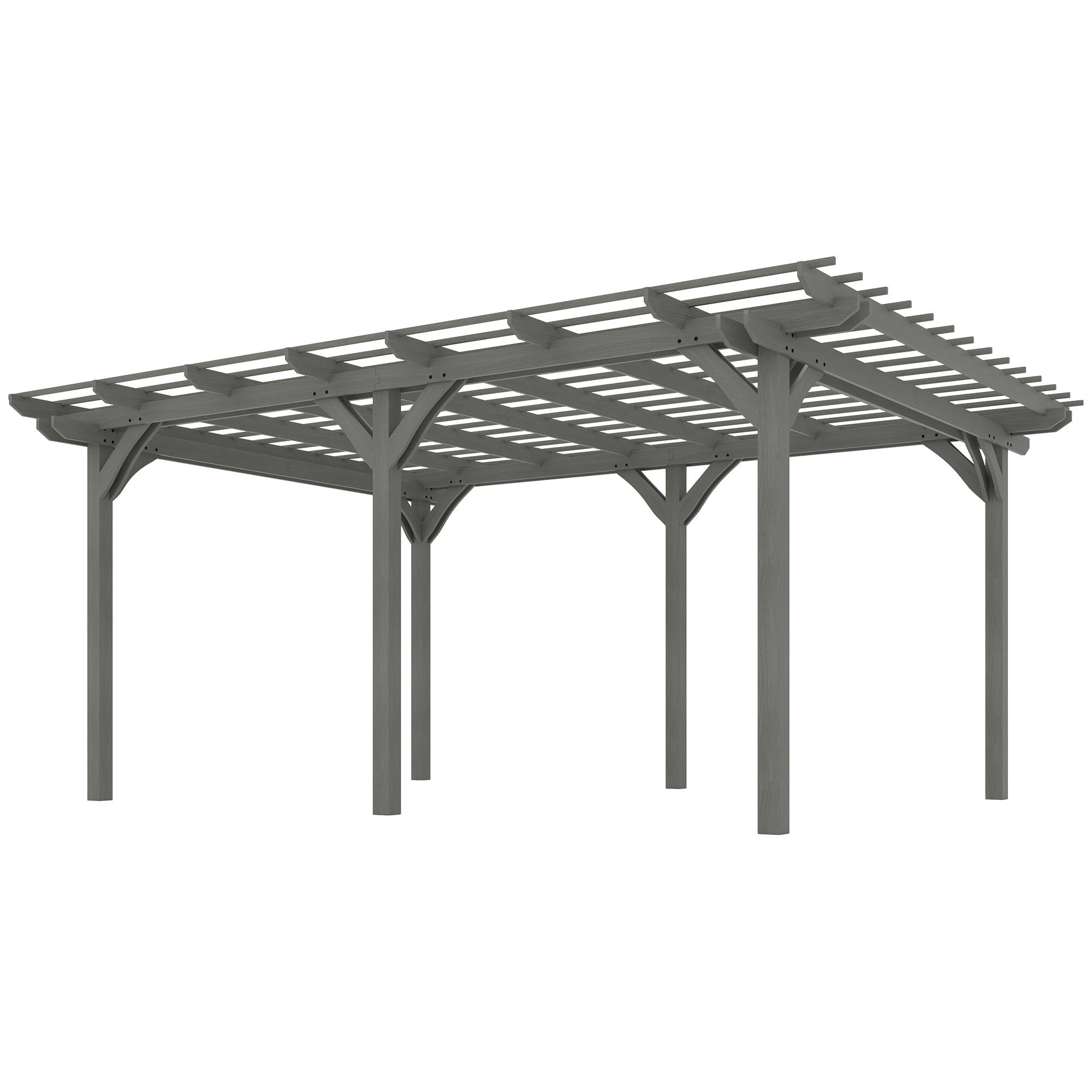 12 x 16 Outdoor Pergola, Wood Gazebo Grape Trellis with Stable Structure for Climbing Plant Support, Gray