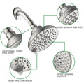 6 Spray Settings High Pressure Shower Head