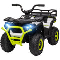 12V Kids ATV, 4 Wheeler Quad with 4 Spring Suspension Wheels, LED Lights, Music USB, Green