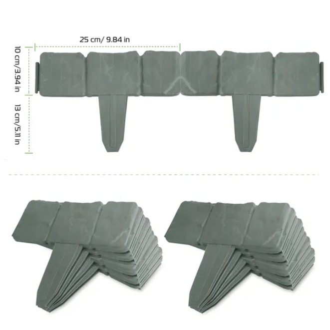 20 PCS Cobbled Stone Effect Plastic Garden Lawn Border Edging