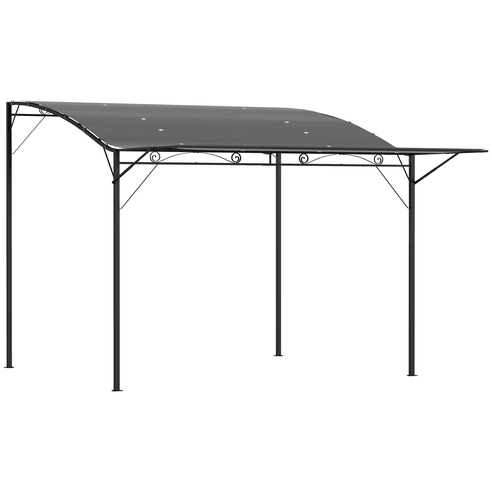 10 x 8 Outdoor Pergola and Patio Gazebo for Garden, Camper, Deck, Doors and Windows, Dark Gray