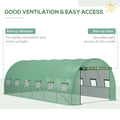 19.7 x 9.8 x 6.6 Plastic Greenhouse Cover Replacement, Heavy Duty Waterproof Tarp for Hoop House, Sheeting with 12 Windows, Door & Reinforcement Grid, Green