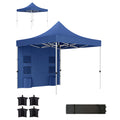 10 x 10 Heavy Duty Pop Up Canopy Tent with Sidewall, UPF50+ Instant Sun Shelter with Storage Pockets, Dark Blue