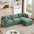 Modular Sectional Sofa, 102 Inch L Shaped Couch Set For Living Room, 3-Seater Comfy Cloud Couches With Movable Ottoman, DIY Combination, Chenille, Mint Green