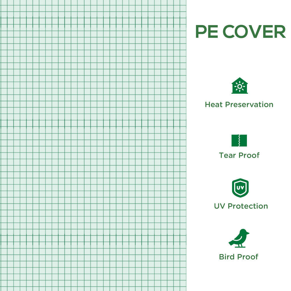 19.7 x 9.8 x 6.6 Plastic Greenhouse Cover Replacement, Heavy Duty Waterproof Tarp for Hoop House, Sheeting with 12 Windows, Door & Reinforcement Grid, Green image 6