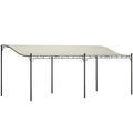 10 x 20 Wall-Mounted Outdoor Pergola Canopy, Metal Patio Canopy with Drainage Holes for Backyard Garden, Cream White