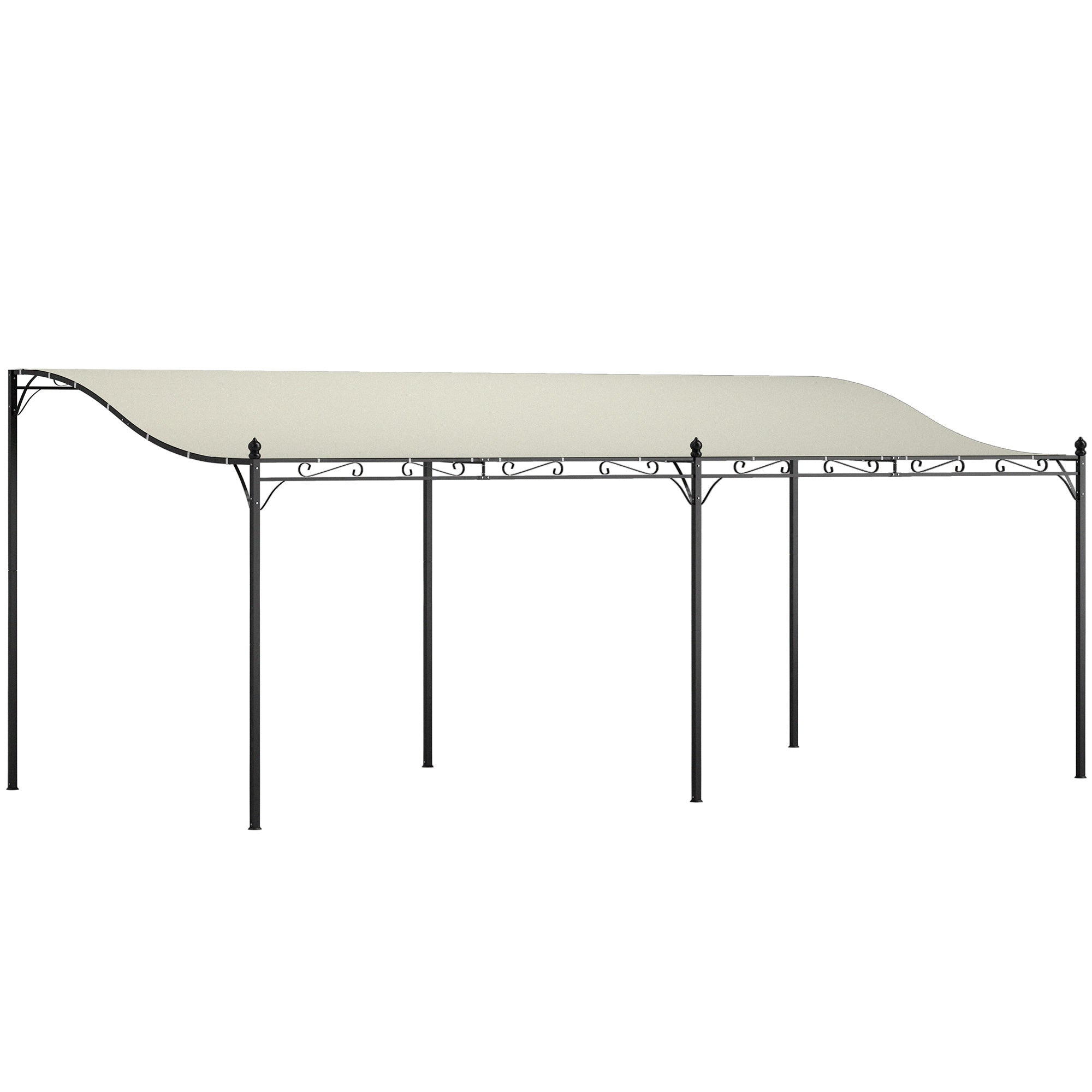 10 x 20 Wall-Mounted Outdoor Pergola Canopy, Metal Patio Canopy with Drainage Holes for Backyard Garden, Cream White