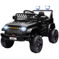 12V Battery Powered Ride On Truck, Kids Electric Car with Spring Suspension, Remote, Horn, USB Music, Black