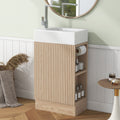 18.6 Bathroom Vanity With Sink, Bathroom Vanity Cabinet With Two-tier Shelf, Left Or Right Orientation, Natural