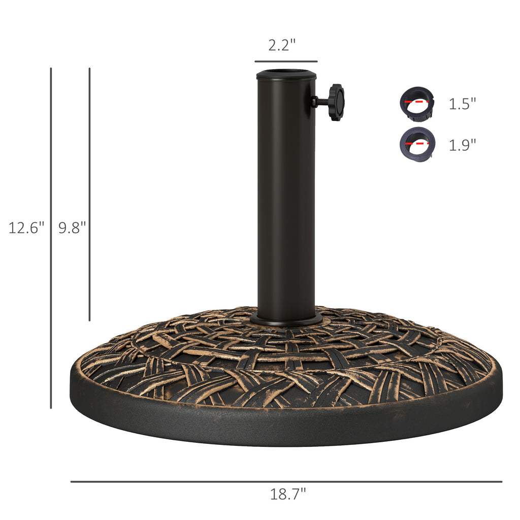 19" Patio Umbrella Base, 26 lbs Concrete Heavy Duty Umbrella Stand, Round Patio Umbrella Holder for 1.5"/1.9" Umbrella Poles for Outdoor, Lawn, Poolside, Bronze image 3