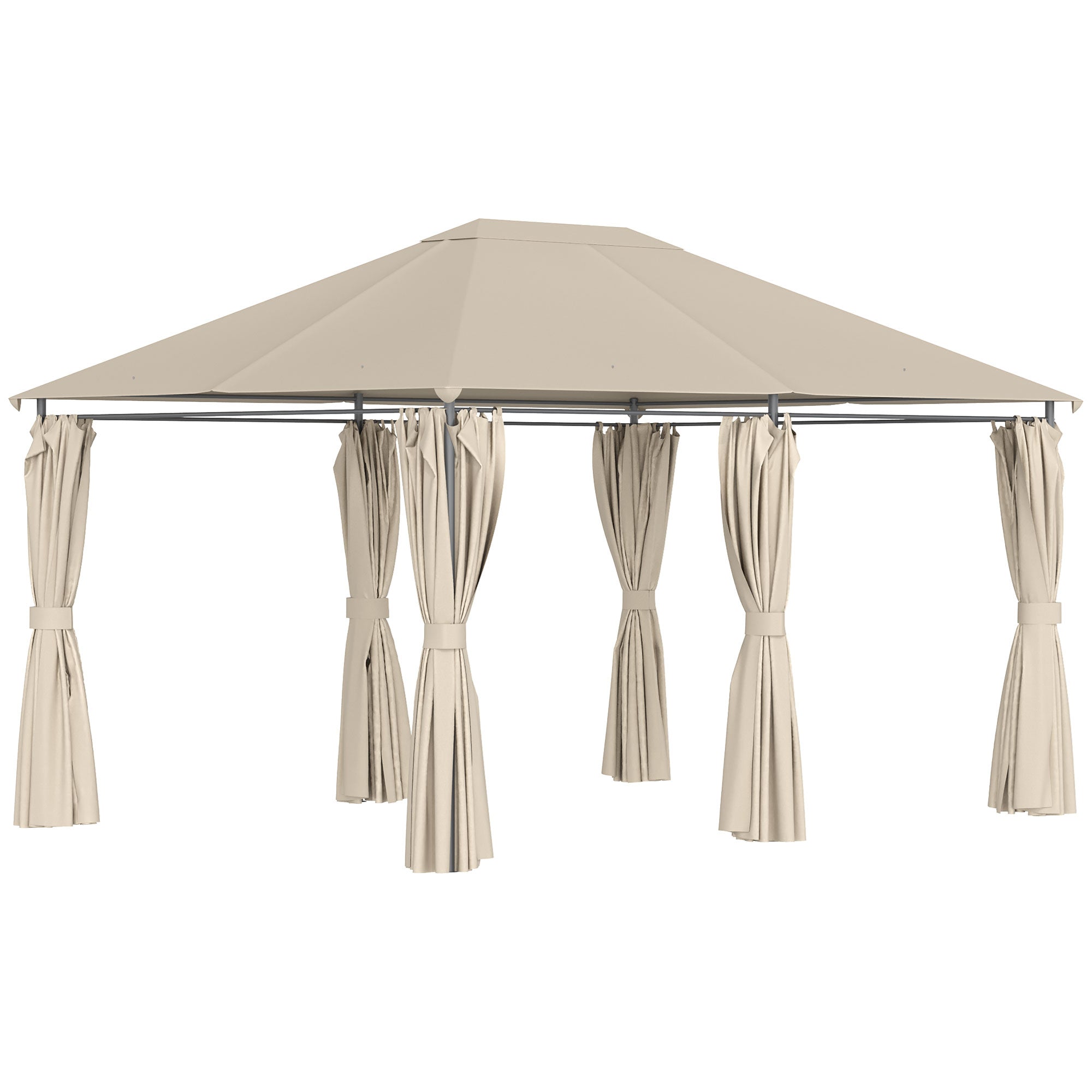 10 x 13 Outdoor Patio Gazebo Canopy Shelter with 6 Removable Sidewalls, & Steel Frame for Garden, Lawn, Backyard and Deck, Khaki
