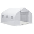 11.5 x 10 x 6.5 Walk-in Greenhouse, Tunnel Green House with Zippered Door and 6 Mesh Windows, Gardening Plant Hot House with Galvanized Steel Frame, White