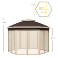 13' X 13' Pop Up Gazebo Hexagonal Canopy Shelter With 6 Zippered Mesh Netting For Patio, Backyard, Garden, Wedding, Party, Beige