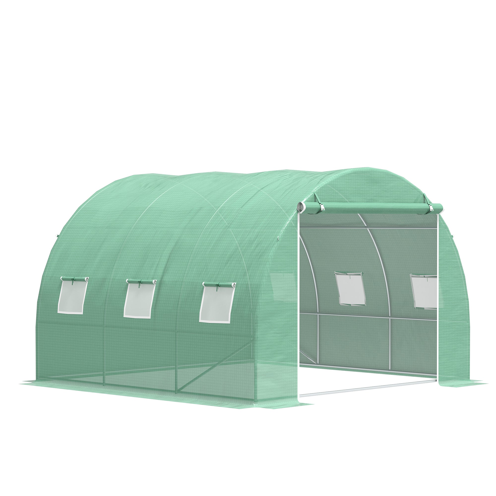 10 x 10 x 7 Walk-in Tunnel Greenhouse with High-Quality Transparent PE Cover, Zipper Doors & Windows