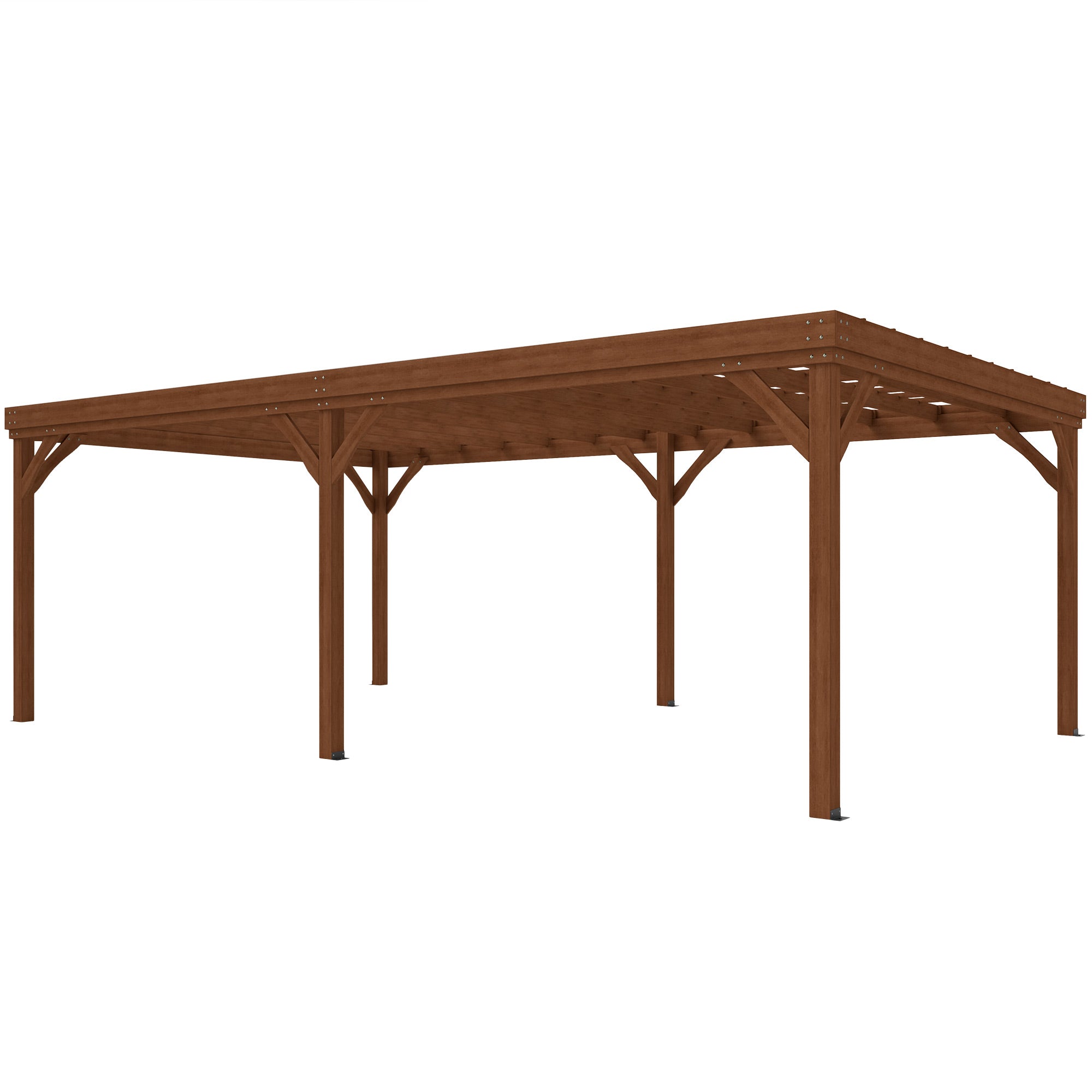 12 x 20 Outdoor Wooden Pergola, Grape Vine Gazebo with Concrete Anchors for Garden, Patio, Backyard, Deck, Brown