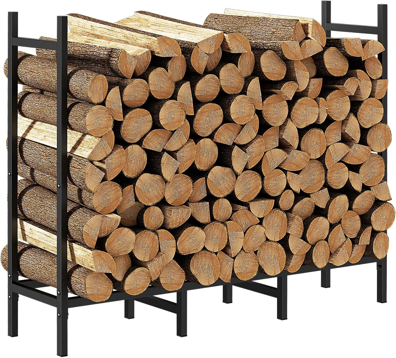 12.7FT Outdoor Firewood Rack With Cover, 152x14.2x46.1in, Heavy Duty Firewood Holder & 600D Oxford Waterproof Cover For Fireplace, Patio, Indoor Outdoor Log Storage Rack For 3-4 Cord Of Firewood