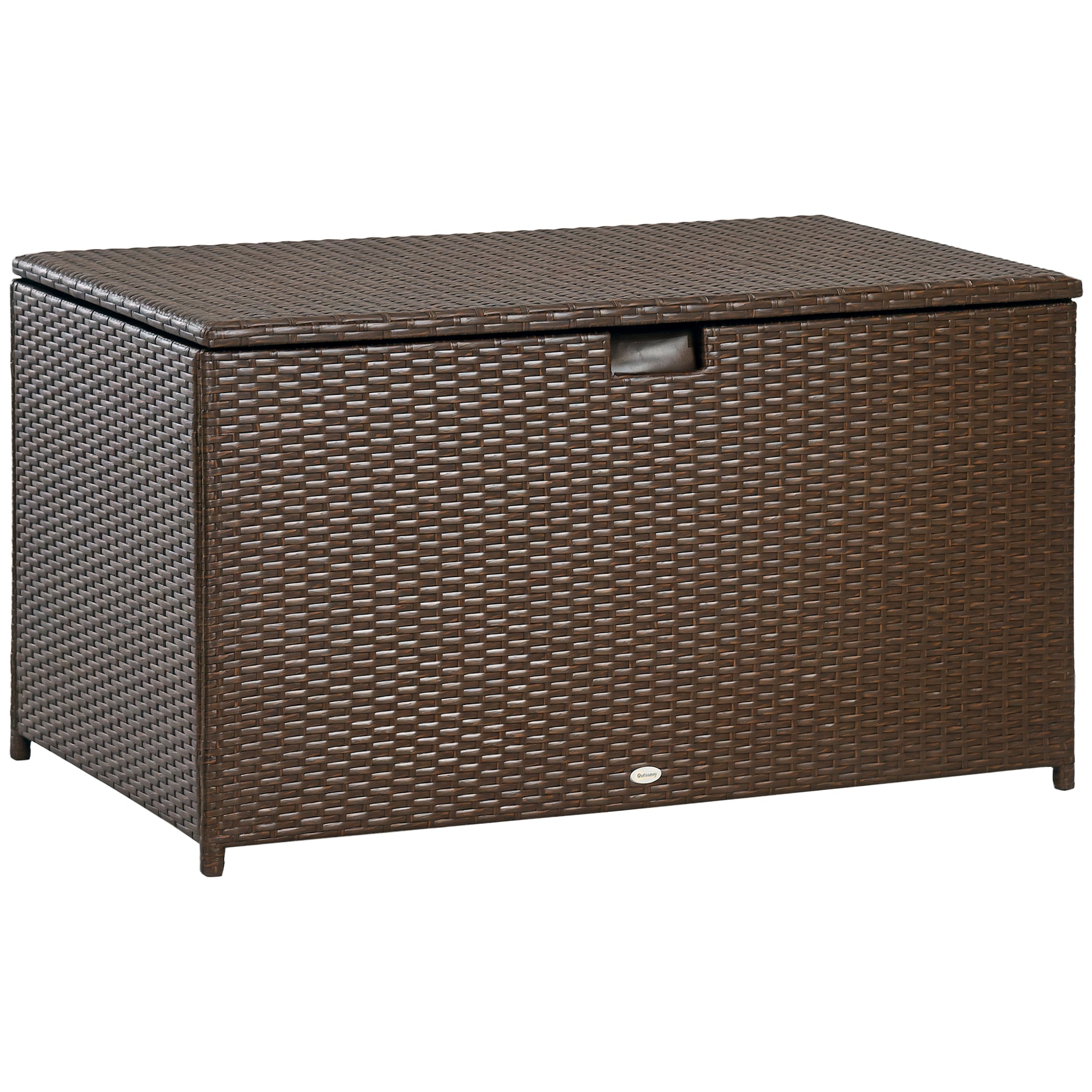113 Gallon Outdoor Storage Box, Rattan Deck Box for Indoor, Patio Furniture Cushions, Pool Garden Tools, Brown