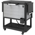 104 Quart Large Capacity Outdoor Cooler Cart, Patio Rolling Ice Chest with Bottle Opener Shelves Wheels, Gray