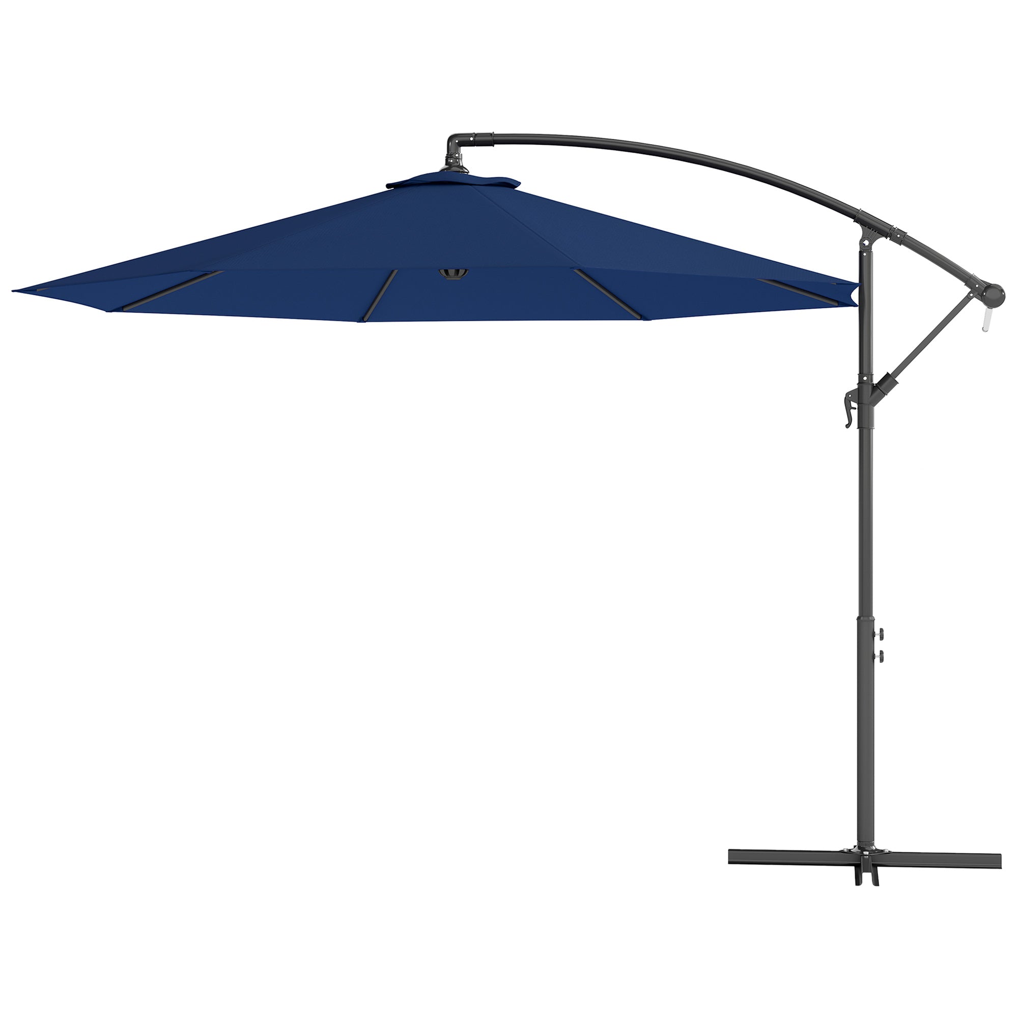 10 Cantilever Tilt Offset Patio Umbrella w/ UV & Water Safe Material & Cross Base (Weight Not Included), Navy Blue