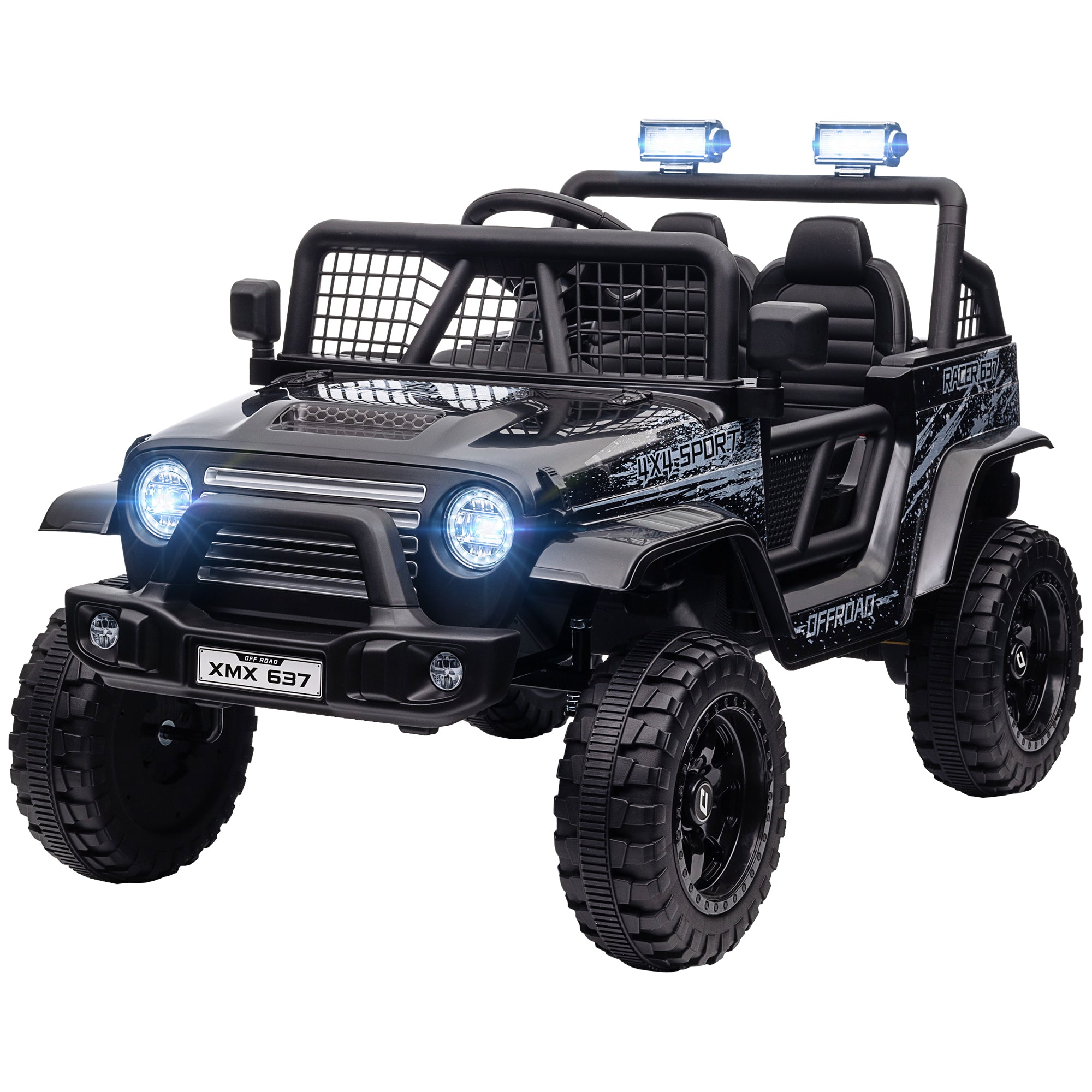 12V Ride on Car, Ride on Truck w/ Remote, 4 Suspension Wheels, 3 MPH Max Speed, Music, Horn & Lights, Black