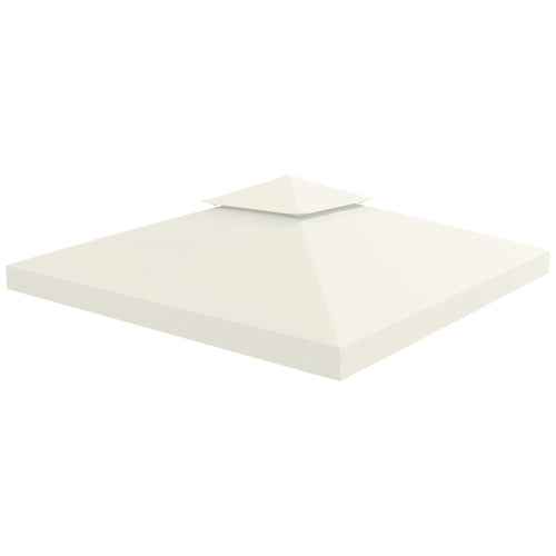 10 x 10 Gazebo Replacement Canopy 2 Tier Top UV Cover Pavilion Garden Patio Outdoor Cream White (TOP ONLY)