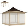 12 x 12 ft. Canopy Tent with Mesh Netting, UPF50+ Pop Up Tent with Carry Bag for Garden, Patio, Brown