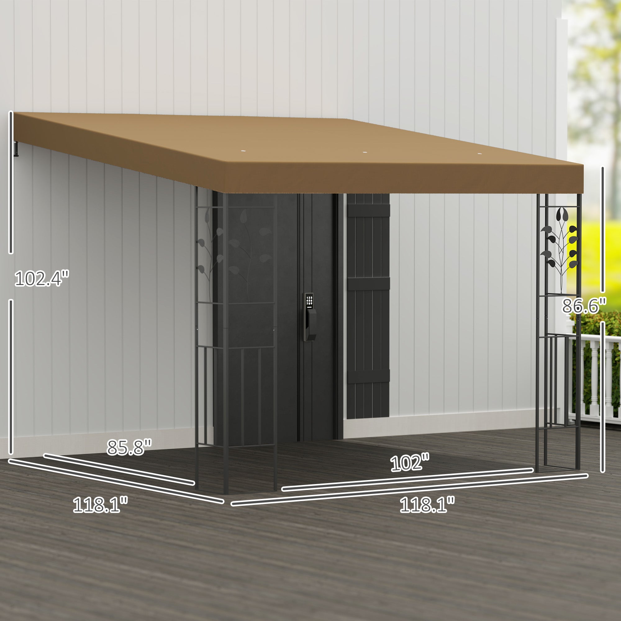 10' X 10' Outdoor Pergola Canopy, Metal Patio Canopy With Drainage Holes For Backyard, Garden, Coffee