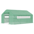 13 x 10 x 6.5 Tunnel Greenhouse Hoop House with Upgraded Galvanized Steel Frame and Large Windows, Green