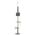 100" Cat Tree Height Adjustable Floor-to-Ceiling 4-Tier Kitty Climbing Activity Center Condo Cat Toy with Scratching Post Hanging Balls Play Rest Post Pet Furniture Grey